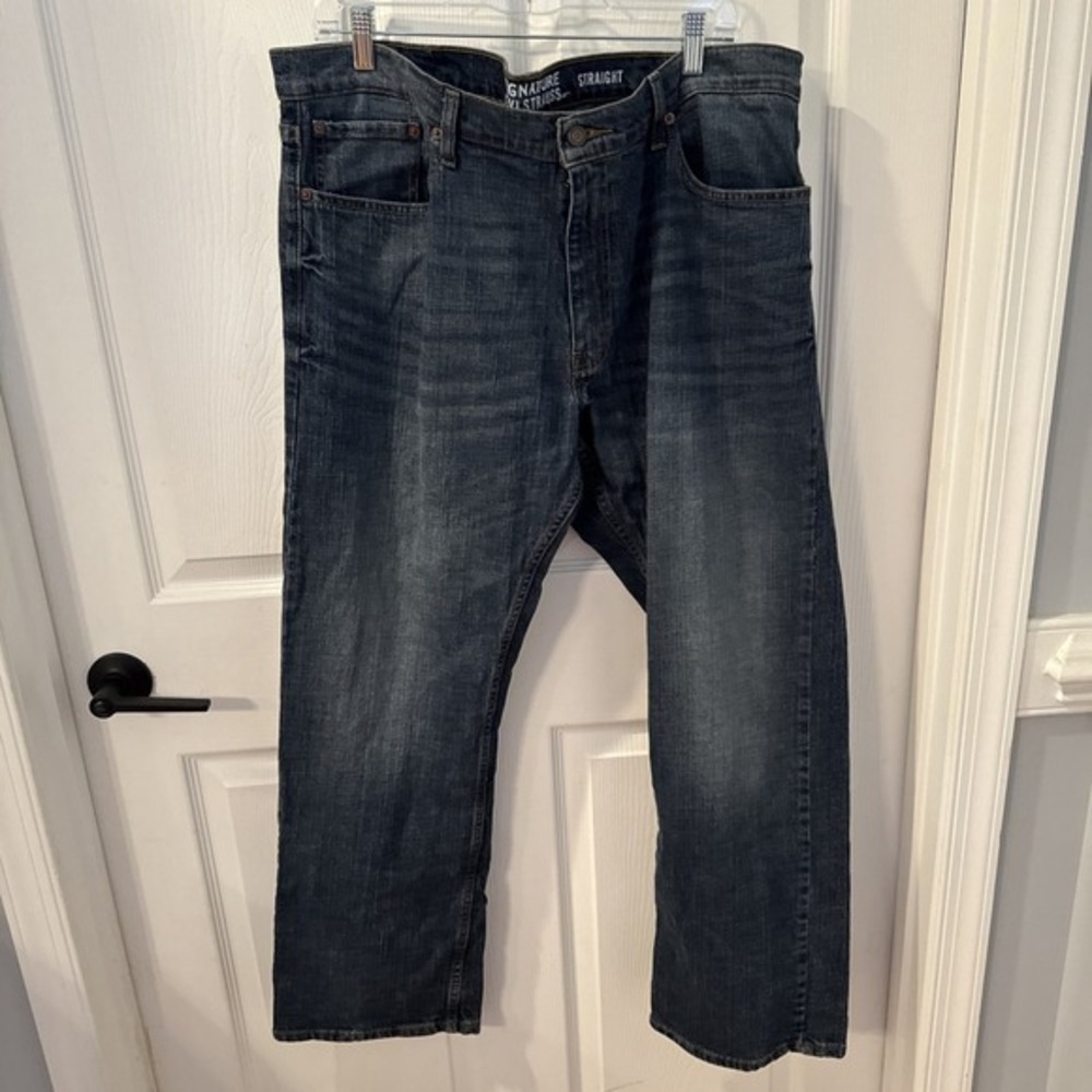 Signature By‎ Levi Strauss Blue Dark Wash Jeans Mens sz 40x30.5 Athletic Denim